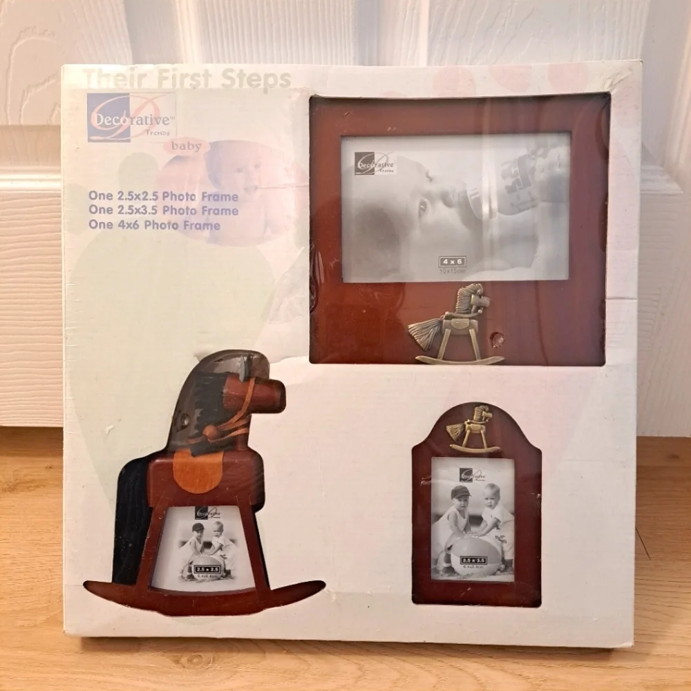 New Vintage Their First Steps Set Of Wooden Frames - Baby Nursery‎ Horse Frames